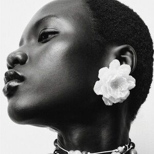 Zara Floral Statement Earrings in White